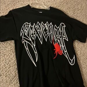 Black Graphic T-Shirt with Red Spider by [Brand]